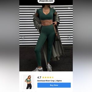 CSB Alpine Green Green Activewear Set River Crop and Activeluxe Scrunch Leggings